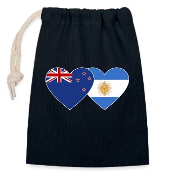 Coeur de drapeau de la Nouvelle-Zélande Argentine - Sac cadeau en coton avec cordon (14 x 20 cm) - bleu marine - Devant