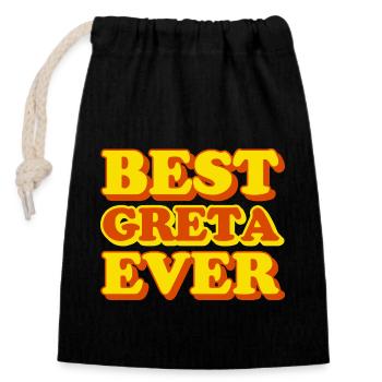 Funny gift with first name Greta - Closable cotton gift bag (14x20cm) - black - Front