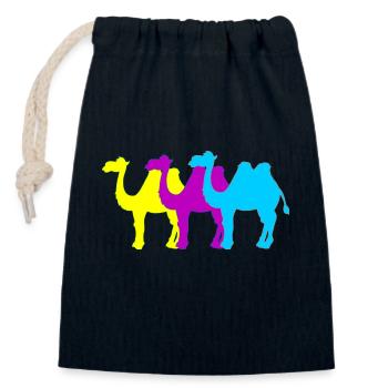 Camels - Closable cotton gift bag (14x20cm) - navy - Front