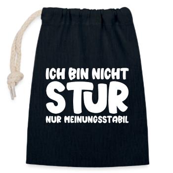 Ich bin nicht stur nur meinungsstabil - Verschließbarer Geschenkbeutel aus Baumwolle (14x20cm) - Navy - Vorne
