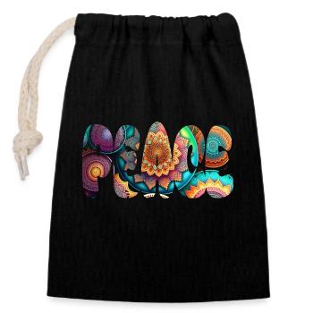 Peace - Closable cotton gift bag (14x20cm) - black - Front