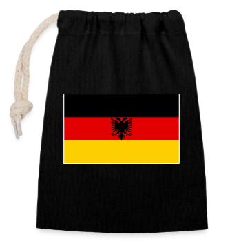 Albanische Flagge Albanischer Adler Shqiponja - Verschließbarer Geschenkbeutel aus Baumwolle (14x20cm) - Schwarz - Vorne