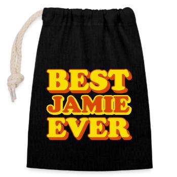 Funny gift with first name Jamie - Closable cotton gift bag (14x20cm) - black - Front
