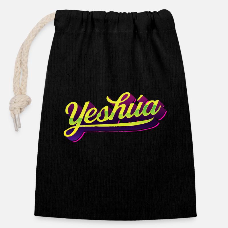 Yeshúa - Urban Lettering Style - Closable cotton gift bag (14x20cm) - black