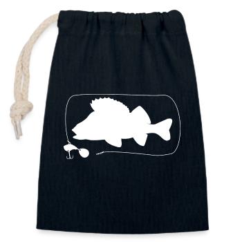 Perch with jig spinner - Closable cotton gift bag (14x20cm) - navy - Front