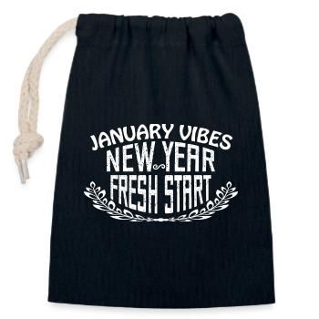 Jenuary Vibes New Year Fresh Start - Closable cotton gift bag (14x20cm) - navy - Front
