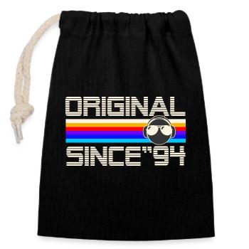 Since 94 - Closable cotton gift bag (14x20cm) - black - Front