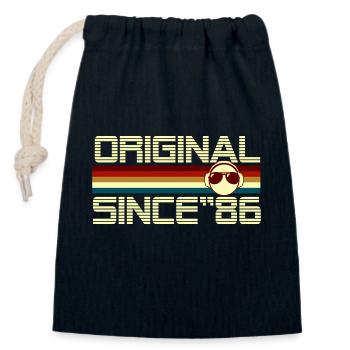 Since 86 - Closable cotton gift bag (14x20cm) - navy - Front