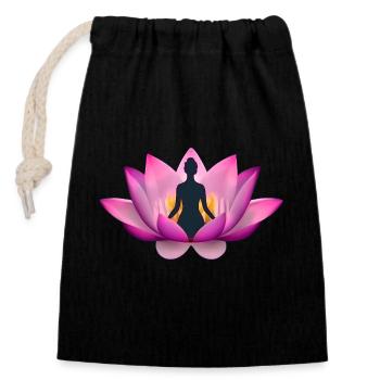 Lotus Meditation innere Ruhe - Verschließbarer Geschenkbeutel aus Baumwolle (14x20cm) - Schwarz - Vorne