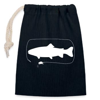 Truite avec wobbler - Sac cadeau en coton avec cordon (14 x 20 cm) - bleu marine - Devant