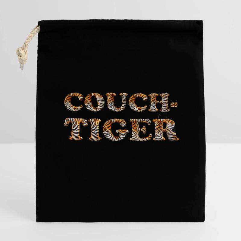 Pun ambiguous expression - couch tiger Closable cotton gift bag (14x20cm)