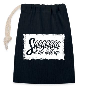 Shhh Shut Up Joke Saying Shut The Hell Up - Closable cotton gift bag (14x20cm) - navy - Front