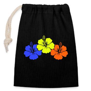 Flower Hibiscus - Closable cotton gift bag (14x20cm) - black - Front