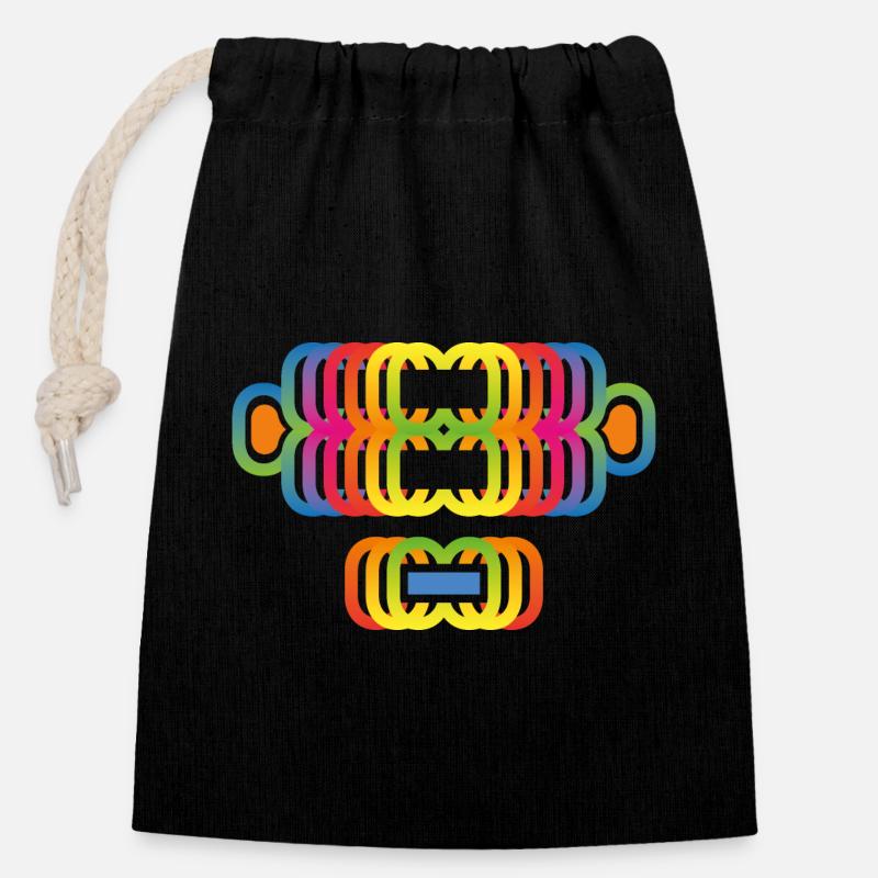 Arc-en-ciel couleur singe - Sac cadeau en coton avec cordon (14 x 20 cm) - noir