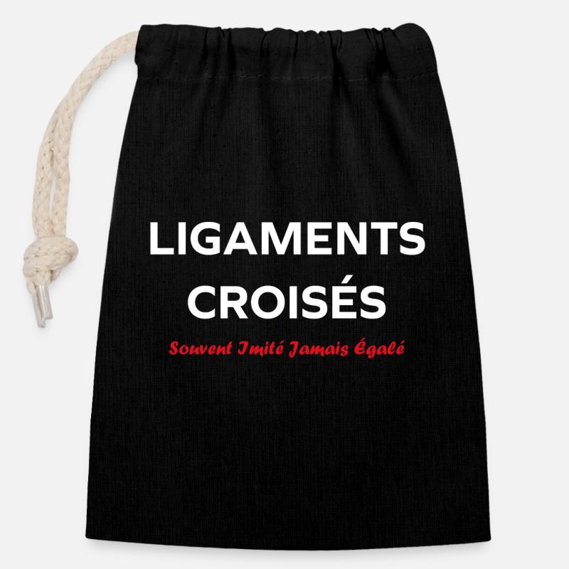Foot ligaments croisés - Sac cadeau en coton avec cordon (14 x 20 cm) - noir