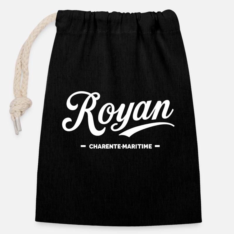 Royan - Charente-Maritime - Sac cadeau en coton avec cordon (14 x 20 cm) - noir