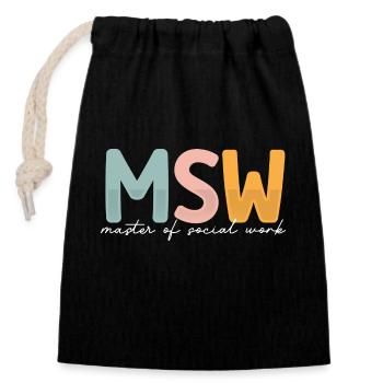 Maîtrise en études de travail social - Sac cadeau en coton avec cordon (14 x 20 cm) - noir - Devant