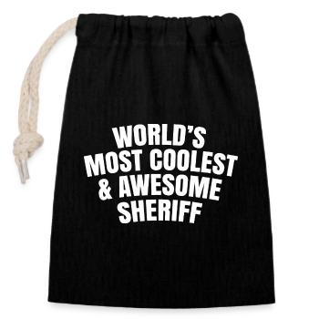 world's most coolest and awessome sheriff - Closable cotton gift bag (14x20cm) - black - Front