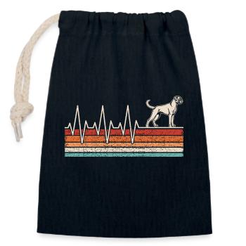 Boxer Herzschlag - Verschließbarer Geschenkbeutel aus Baumwolle (14x20cm) - Navy - Vorne