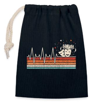 Carnival Heartbeat - Closable cotton gift bag (14x20cm) - navy - Front