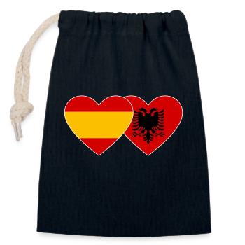 Spanien Albanien Flagge Herz - Verschließbarer Geschenkbeutel aus Baumwolle (14x20cm) - Navy - Vorne