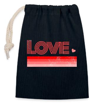 Rotes Herz Liebe - Verschließbarer Geschenkbeutel aus Baumwolle (14x20cm) - Navy - Vorne