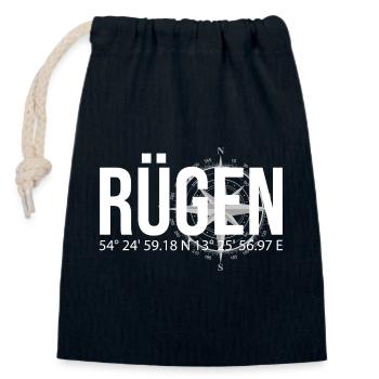 Koordinaten Rügen - Verschließbarer Geschenkbeutel aus Baumwolle (14x20cm) - Navy - Vorne