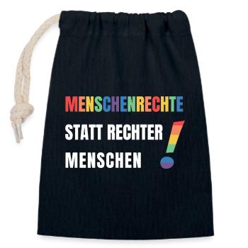 Menschenrechte statt rechte Menschen Demonstration - Verschließbarer Geschenkbeutel aus Baumwolle (14x20cm) - Navy - Vorne