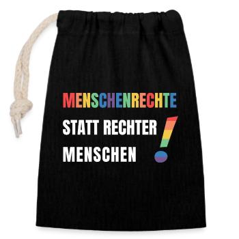 Menschenrechte statt rechte Menschen Demonstration - Verschließbarer Geschenkbeutel aus Baumwolle (14x20cm) - Schwarz - Vorne