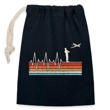Modèle Fug Heartbeat - Sac cadeau en coton avec cordon (14 x 20 cm) - bleu marine - Devant