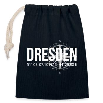 Koordinaten Dresden - Verschließbarer Geschenkbeutel aus Baumwolle (14x20cm) - Navy - Vorne