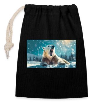 Niedliche Tiere chillen – Eisbär - Verschließbarer Geschenkbeutel aus Baumwolle (14x20cm) - Schwarz - Vorne