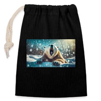 Niedliche Tiere chillen – Eisbär - Verschließbarer Geschenkbeutel aus Baumwolle (14x20cm) - Schwarz - Vorne