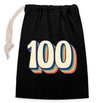Vintage Rétro Numéro 100 cent T-Shirt - Sac cadeau en coton avec cordon (14 x 20 cm) - noir - Devant