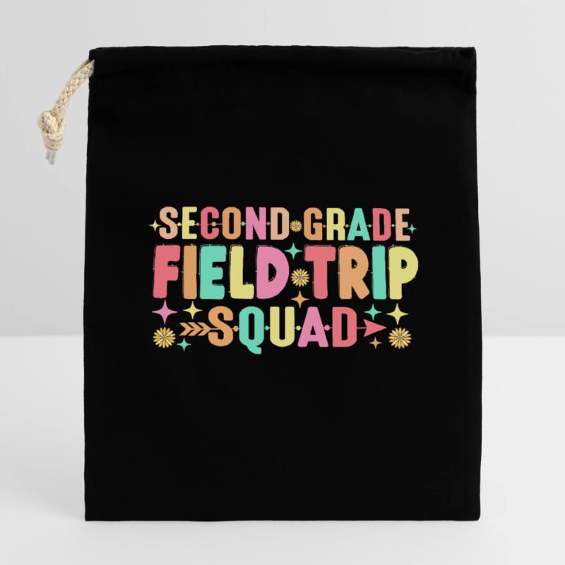 2nd Second Grade Field Trip Squad Matching Closable cotton gift bag (14x20cm)