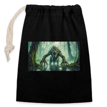 monster dunkel horror gruselig Halloween gruselig gruselig - Verschließbarer Geschenkbeutel aus Baumwolle (14x20cm) - Schwarz - Vorne