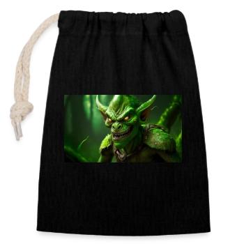 evil goblin evil smile monster dark horror scary - Closable cotton gift bag (14x20cm) - black - Front