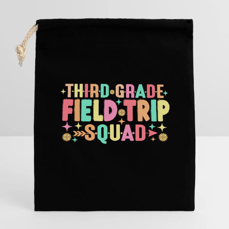 Teacher Students Third 3rd Grade Field Trip Squad Closable cotton gift bag (14x20cm)