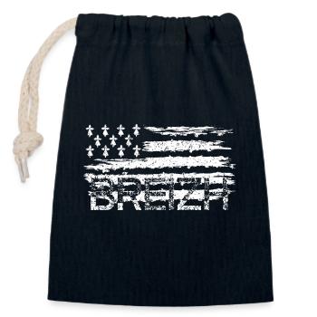 Breton flag,gift for breton,vintage breizh - Closable cotton gift bag (14x20cm) - navy - Front
