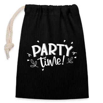 Party Time - Verschließbarer Geschenkbeutel aus Baumwolle (14x20cm) - Schwarz - Vorne