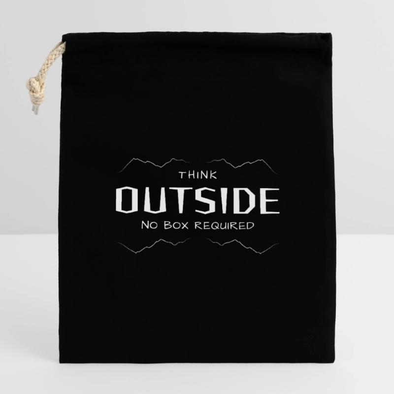 Think Outside - Lateral thinking without a box. Closable cotton gift bag (14x20cm)
