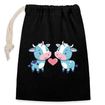 Cow Couple Love Couple In Love - Closable cotton gift bag (14x20cm) - black - Front