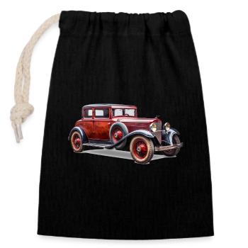 Les amateurs de voitures classiques se trouvent partout dans le monde - Sac cadeau en coton avec cordon (14 x 20 cm) - noir - Devant