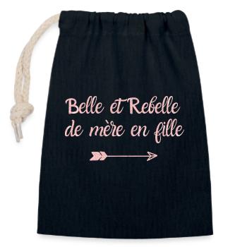 Belle et rebelle de mère en fille rose gold - Sac cadeau en coton avec cordon (14 x 20 cm) - bleu marine - Devant