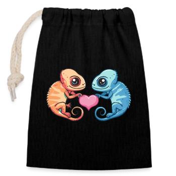 Chameleon Couple Love Couple In Love - Closable cotton gift bag (14x20cm) - black - Front