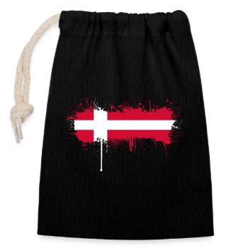 Danemark Europe Drapeau danois symboles nationaux norden - Sac cadeau en coton avec cordon (14 x 20 cm) - noir - Devant