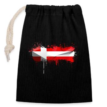 Danemark Europe Drapeau danois symboles nationaux norden - Sac cadeau en coton avec cordon (14 x 20 cm) - noir - Devant