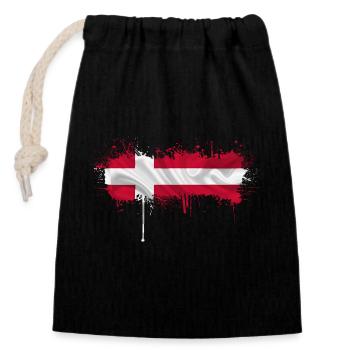 Danemark Europe Drapeau danois symboles nationaux norden - Sac cadeau en coton avec cordon (14 x 20 cm) - noir - Devant
