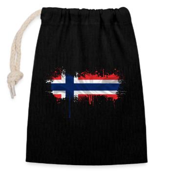 Norwegen Norwegen Flagge Skandinavien Norden Tor Viking - Verschließbarer Geschenkbeutel aus Baumwolle (14x20cm) - Schwarz - Vorne