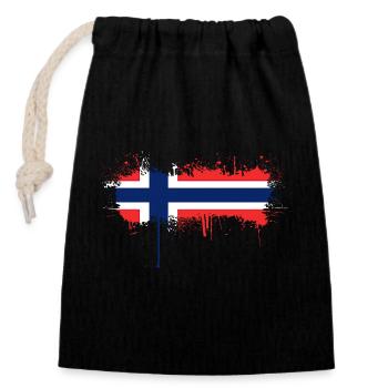 Norvège Norvège Drapeau Scandinavie Norden Tor Viking - Sac cadeau en coton avec cordon (14 x 20 cm) - noir - Devant